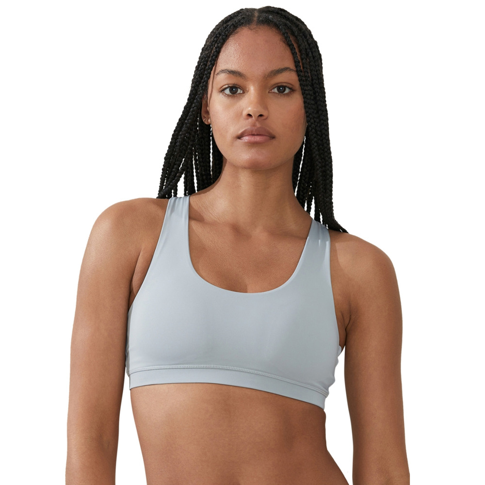 Cotton On Women Strappy Sports Crop Top Silver Size XL